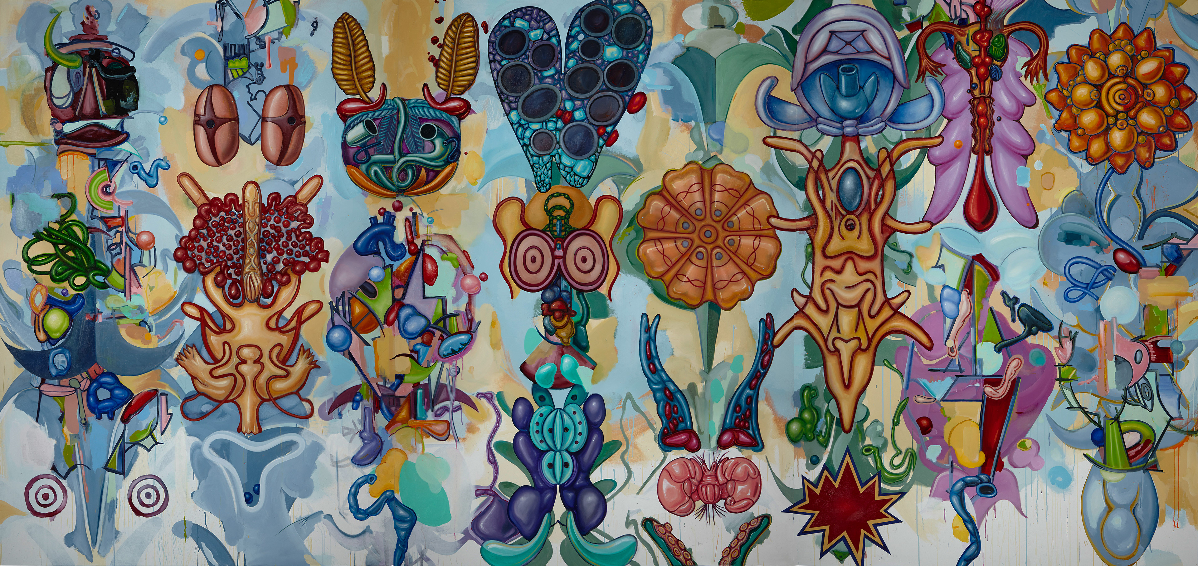 The Body Remembers What We Forget, 2014, 84"x180" oil, acrylic on canvas