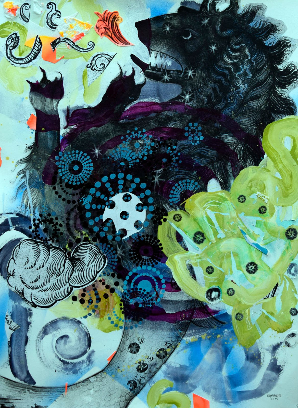 Dragging the Bottom of the Galaxy for Clues, 2015, 22" x 30"