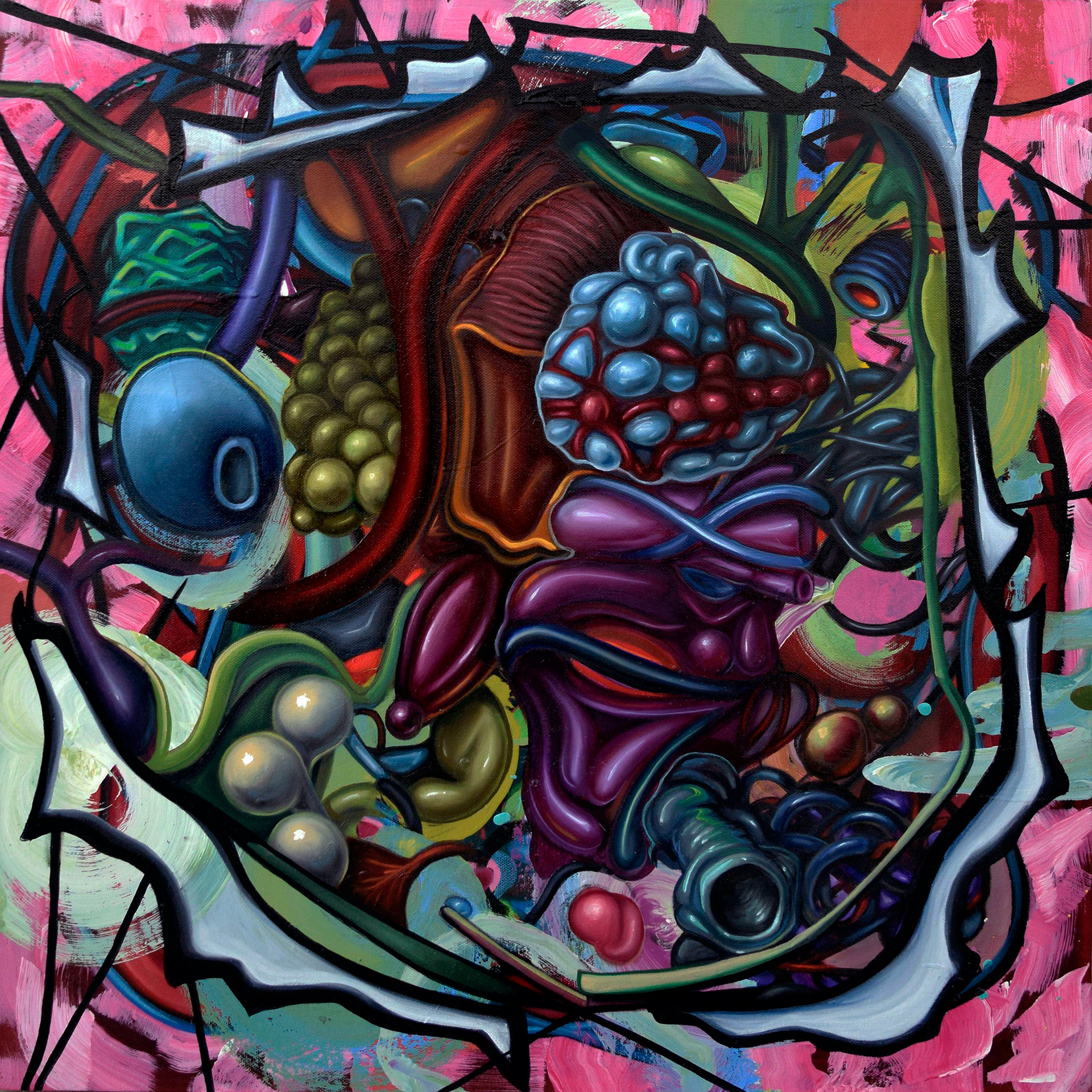 Coughing Up a Tongue 2016 24" x 24" oil and acrylic on canvas