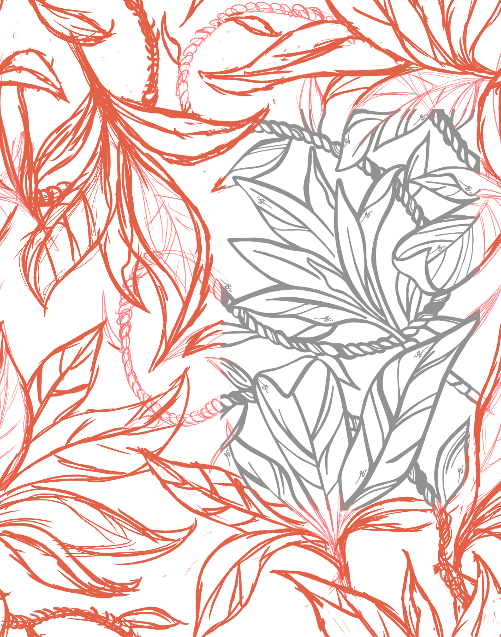 Sketch to expand the panel print into a repeating seamless print while retaining the original artist's style.