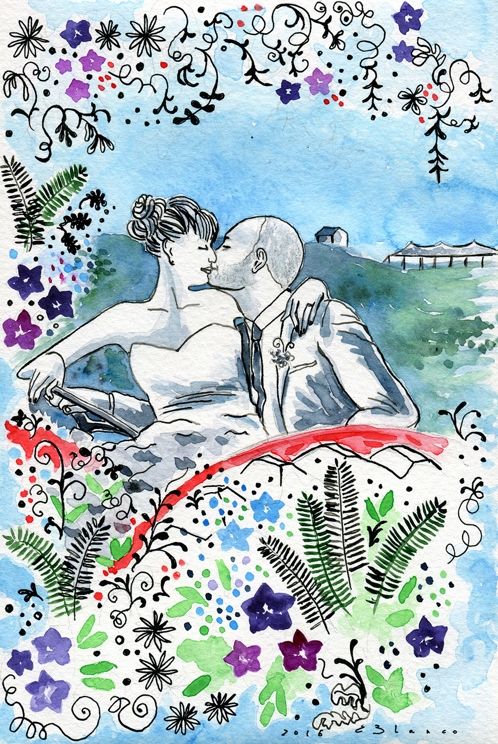 Commission a beautiful wedding illustration