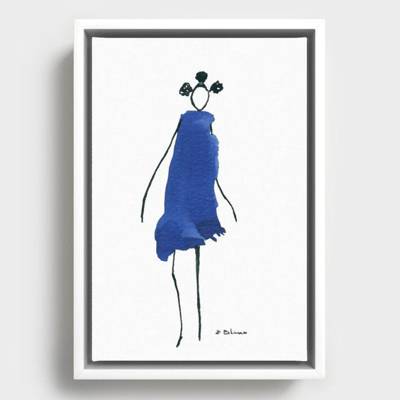 doodle girl in blue cat walking, part of the Fashinista girls aka How to be a girl collection by Elena Blanco