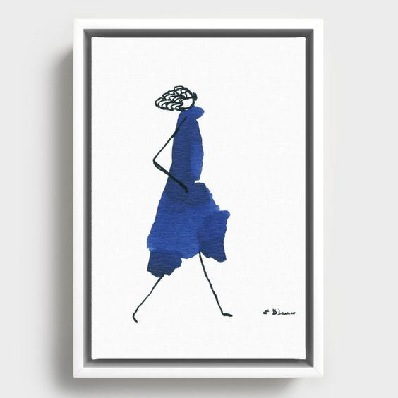 blue doodle girl ink illustration from Elena Blanco's collection How to be a girl aka the Fashionista girls