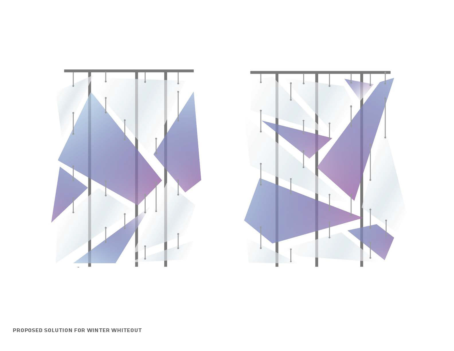 Proposed layout for Winter Whiteout display, incorporating 3M’s dichroic film for added dimension.
