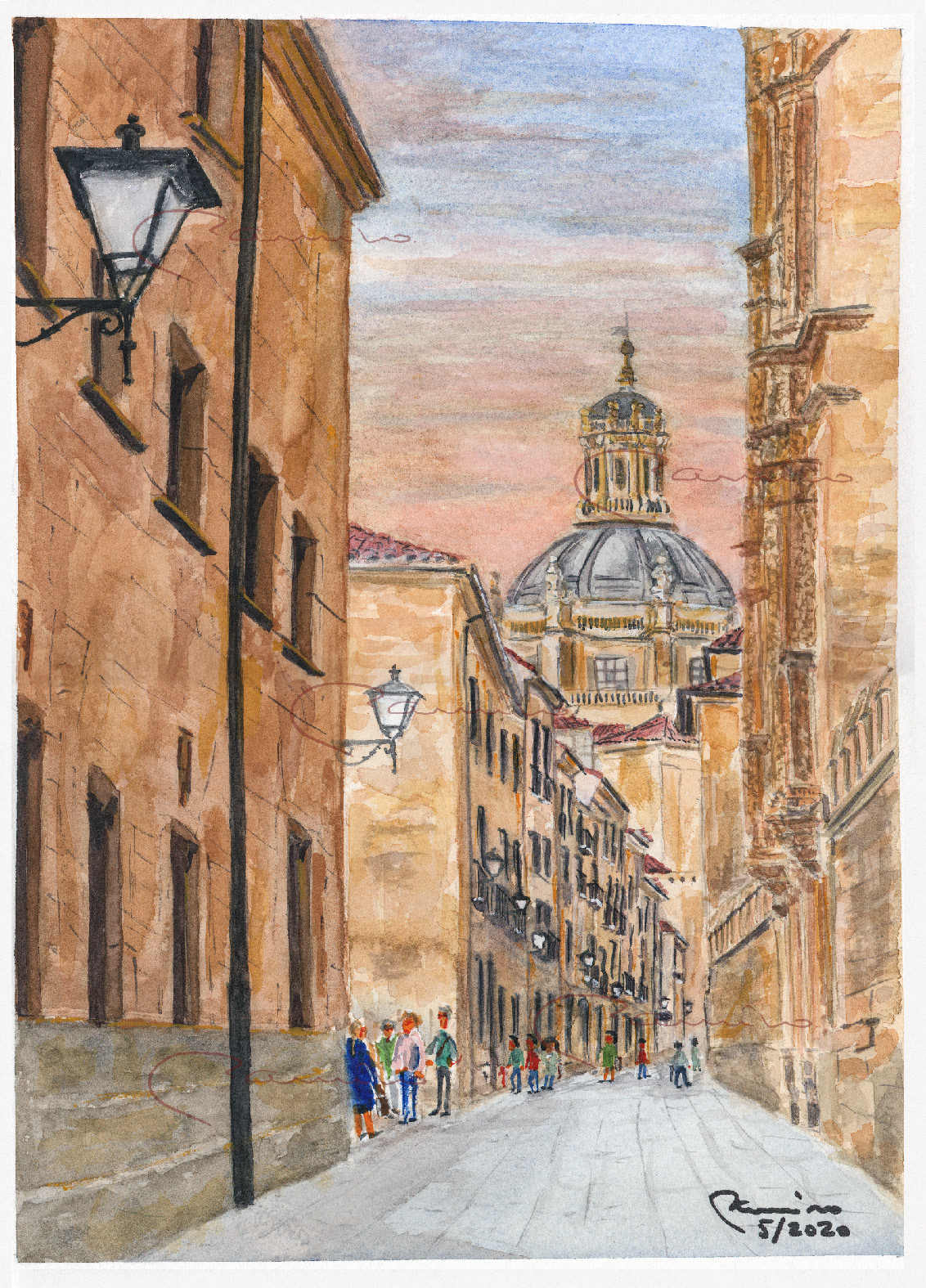 Salamanca. Acuarelas: Libreros y los dos saberes