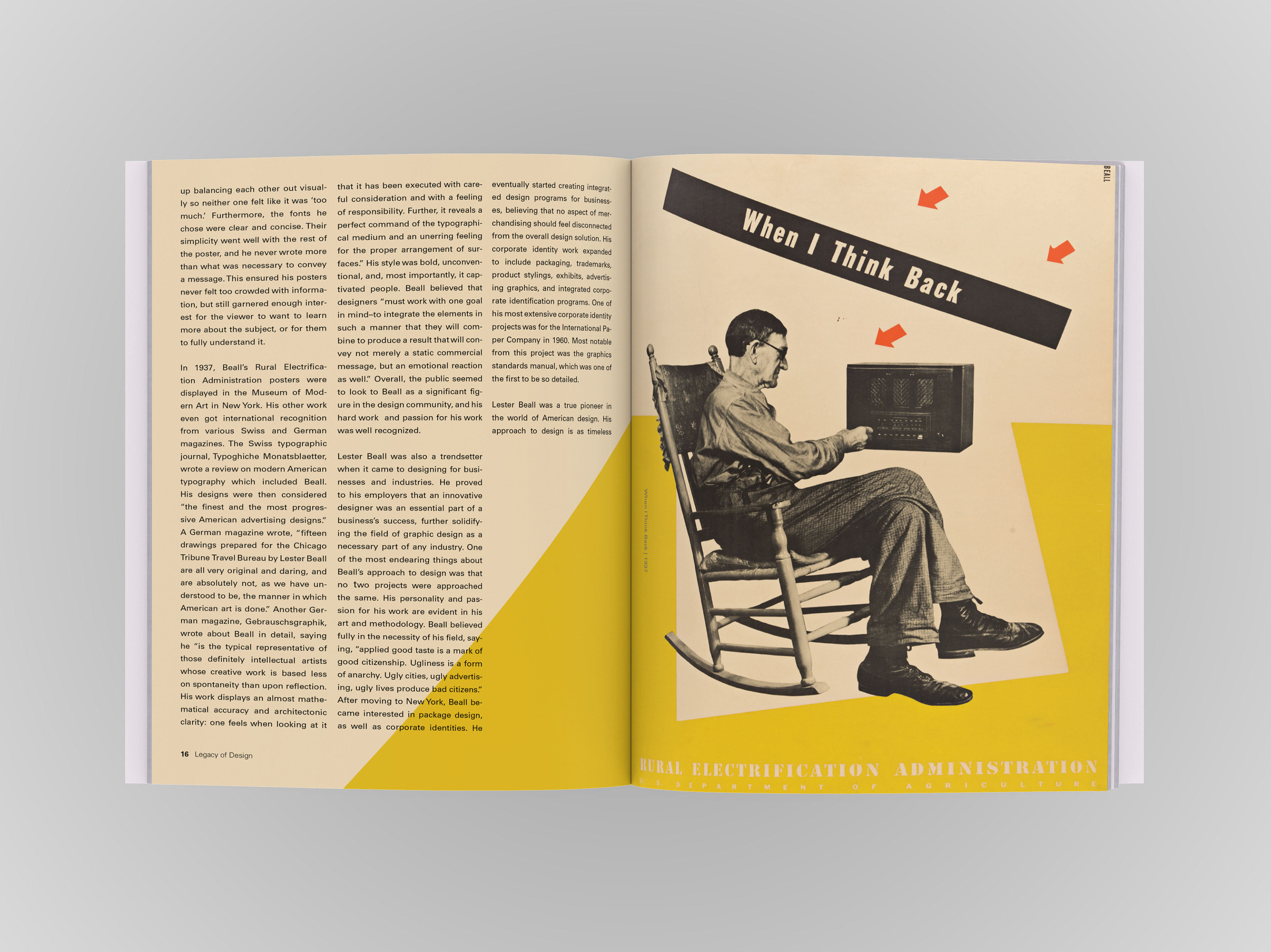 Picture of a two page magazine spread on Lester Beall